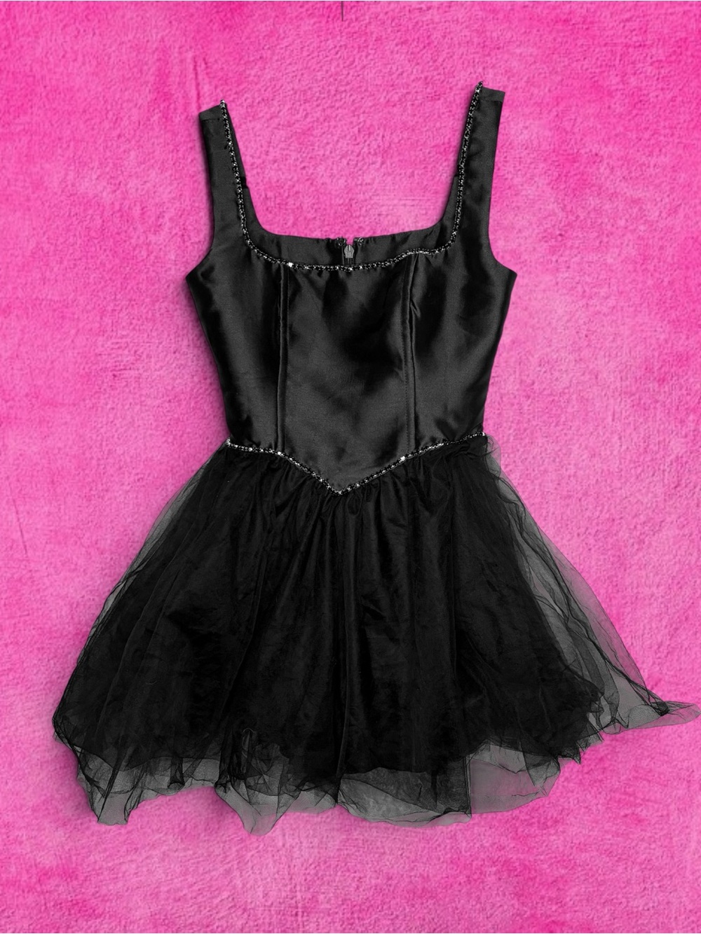 Sugar Thrillz Black Dress with Beaded Neckline